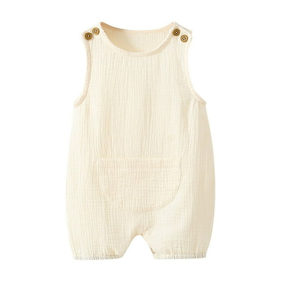 Diufon Newborn Baby Boy Girl Clothes Romper Summer Cute Button Sleeveless Jumpsuit Overalls for Toddler Infant