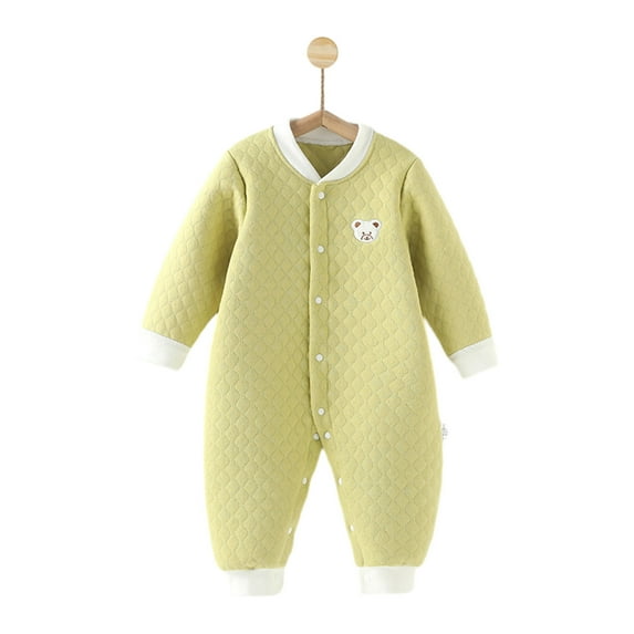 Diufon Newborn Baby Boy Girl Cotton Bodysuit Infant Long Sleeve Thickened Warm Romper Fall Winter Casual Jumpsuit