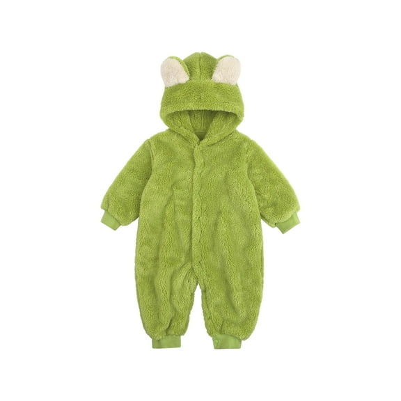Diufon Newborn Baby Boy Girl Fleece Romper Fleece Thickened Warm Hoodie Jumpsuit Fall Winter Button Bodysuit