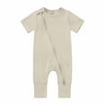 thumbnail image 1 of Diufon Newborn Toddler Baby Bodysuit Summer Short Sleeve Girls Boys Jumpsuit Zipper Solid Color Rompers (3-6 Months, Gray), 1 of 9