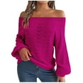 thumbnail image 1 of Diufon Off The Shoulder Sweater for Women Solid Color Long Sleeve Pullover Knit Tops Fall Outfits Clothes, 1 of 7