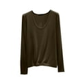 thumbnail image 1 of Diufon Oversized Long Sleeve Shirts for Women Casual Loose Basic Tops Solid Color Round Neck Sleepwear Blouse, 1 of 7