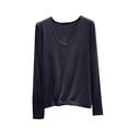 thumbnail image 1 of Diufon Oversized Long Sleeve Shirts for Women Casual Loose Basic Tops Solid Color Round Neck Sleepwear Blouse, 1 of 6