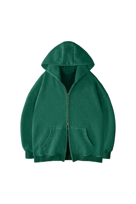 Oversized Sweatshirt for Men Long Sleeve Double Zip Up Hoodie Top Solid Color Outdoor Fall Basic Sweatshirt
