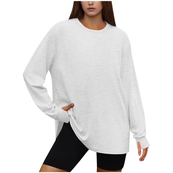 Diufon Oversized Sweatshirt for Women Long Sleeve Crewneck Loose Pullover Tops Solid Color Fall Fashion Clothes