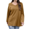 thumbnail image 1 of Diufon Oversized Tops for Women Casual Loose Long Sleeve V Neck Tunic Tops Solid Color Fall Fashion Clothes, 1 of 9