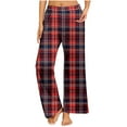 thumbnail image 1 of Diufon Pajama Pants for Women Soft Cotton Wide Leg Loose Long Sleep Plaid Pants Casual Home Bottoms Trousers, 1 of 7