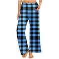 thumbnail image 1 of Diufon Pajama Pants for Women Soft Cotton Wide Leg Loose Long Sleep Plaid Pants Casual Home Bottoms Trousers, 1 of 7