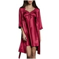 thumbnail image 1 of Diufon Pajamas Nightgown Set for Women Satin Cardigan with Lace Cami Sleepwear Dress 2 Piece Dressy Suits (X-Large, Red), 1 of 5