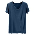 thumbnail image 1 of Diufon Pajama Tops for Women Plus Size Short Sleeve V Neck Loose Sleepwear Casual Soft Breathable Home Blouse, 1 of 6