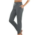 thumbnail image 1 of Diufon Pants for Women Dressy Casual Straight Leg Loose Drawstring Sweatpants Side Slit Trousers with Pockets, 1 of 4