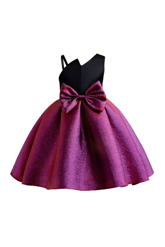 Party Gown Dresses for Girls Off Single Shoulder Sequin Princess Dress Baby Birthday Wedding Dress with Big Bow