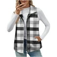 thumbnail image 1 of Diufon Plaid Vest for Women Lightweight Sleeveless Full Zip Fleece Jackets Fall Winter Cozy Coats with Pockets, 1 of 9