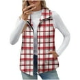 thumbnail image 1 of Diufon Plaid Vest for Women Lightweight Sleeveless Full Zip Fleece Jackets Fall Winter Cozy Coats with Pockets, 1 of 9