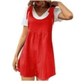 thumbnail image 1 of Diufon Playsuits for Women Solid Color Shorts Rompers Round Neck Sleeveless Strap Lace-Up Jumpsuits, 1 of 7