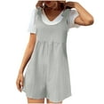 thumbnail image 1 of Diufon Playsuits for Women Solid Color Shorts Rompers Round Neck Sleeveless Strap Lace-Up Jumpsuits, 1 of 7