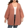 thumbnail image 1 of Diufon Plus Size Cardigans for Women Solid Color Knit Cotton Coats Long Sleeve Sweaters, 1 of 6