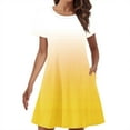 thumbnail image 1 of Diufon Plus Size Dresses for Women Gradient Printed Dress Crewneck Short Sleeve Dress with Pockets, 1 of 5