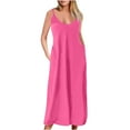 thumbnail image 1 of Diufon Plus Size Maxi Dresses for Women Solid Color Dress V Neck Sleeveless Dress with Pockets, 1 of 4