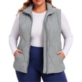 thumbnail image 1 of Diufon Plus Size Quilted Vest for Women Full Zip Stand Collar Sleeveless Puffer Jackets Fall Winter Outerwear with Pockets, 1 of 8