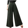 thumbnail image 1 of Diufon Plus Size Suit Wide Leg Pant for Women Loose Pleated Palazzo Trouser Solid Color Casual Flowy Pants (Large, Army Green), 1 of 8
