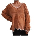 thumbnail image 1 of Diufon Plus Size Sweaters for Women V Neck Long Sleeve Blouses Solid Color Casual Loose Tops, 1 of 6