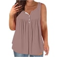 thumbnail image 1 of Diufon Plus Size Tank Tops for Women Solid Color Tops Pleated V Neck Sleeveless Button Down Tunics, 1 of 4