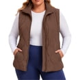 thumbnail image 1 of Diufon Plus Size Vest for Women Full Zip Stand Collar Quilted Vest Fall Winter Sleeveless Puffer Jackets with Pockets, 1 of 8