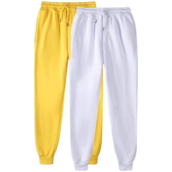 Diufon Plus Size Womens 2pc Sweatpants Solid Color Lounge Pants Elastic Waist Drawstring Pants