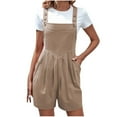 thumbnail image 1 of Diufon Plus Size Womens Cotton Shorts Rompers Sleeveless Button Bodysuits with Pockets, 1 of 6