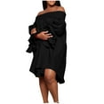 thumbnail image 1 of Diufon Plus Size Womens Dresses off Shoulder Ruffle Long Sleeve Dress Fall Casual Solid Color Dress, 1 of 7