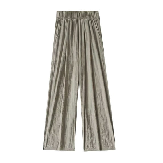 Diufon Plus Size Womens Pants Solid Color Lounge Pants Casual Elastic Waist Wide Leg Pants