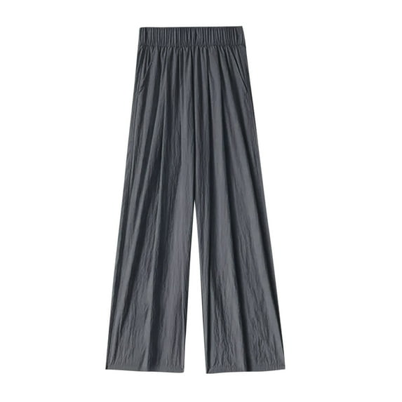 Diufon Plus Size Womens Pants Solid Color Lounge Pants Casual Elastic Waist Wide Leg Pants