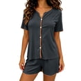 thumbnail image 1 of Diufon Button Down Pajamas Women 2 Piece Casual Short Sleeve V Neck Home & Sleepwear Pjs Summer Short sets, 1 of 6