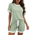 thumbnail image 1 of Diufon Womens Loungewear Set Color Block Short Sleeve Crew Neck Drawstring Sleepwear Summer Casual Loose Pjs Sets, 1 of 9