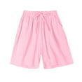 thumbnail image 1 of Diufon Plus Size Womens Shorts Cotton Linen Lounge Shorts Elastic Waist Drawstring Shorts with Pockets, 1 of 5