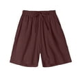 thumbnail image 1 of Diufon Plus Size Womens Shorts Cotton Linen Lounge Shorts Elastic Waist Drawstring Shorts with Pockets, 1 of 5