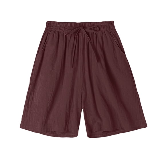 Diufon Plus Size Womens Shorts Cotton Linen Lounge Shorts Elastic Waist Drawstring Shorts with Pockets