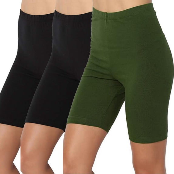 Diufon Plus Size Yoga Shorts for Women High Waist Legging Shorts 3 Pack Solid Color Shorts
