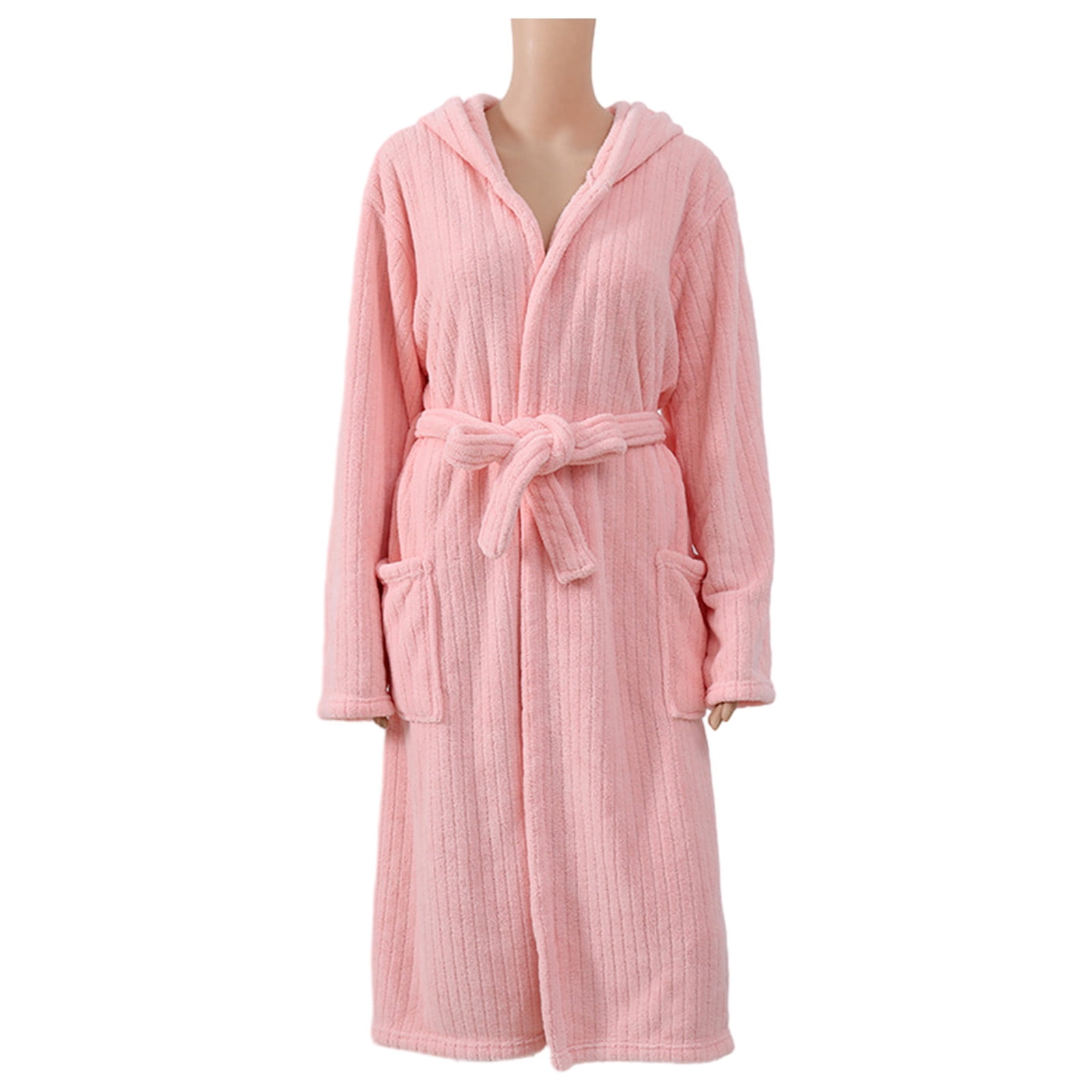 Diufon Plush Robes for Women Thickened Hooded Bathrobe Fall Winter ...