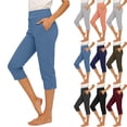 thumbnail image 1 of Diufon Pull On Capris for Women Dressy Casual Elastic Waist Stretch Capri Pants Side Slit Golf Pants with Pockets, 1 of 9