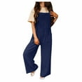 thumbnail image 1 of Diufon Rompers for Women Cotton Solid Color Playsuits Sleeveless Strap Button Down Jumpsuit with Pockets, 1 of 5