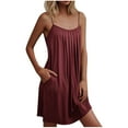 thumbnail image 1 of Diufon Sundresses for Women Beach Spaghetti Strap Tank Mini Dress Pleated Front Loose Dresses with Pockets, 1 of 8