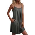 thumbnail image 1 of Diufon Sundresses for Women Beach Spaghetti Strap Tank Mini Dress Pleated Front Loose Dresses with Pockets, 1 of 8