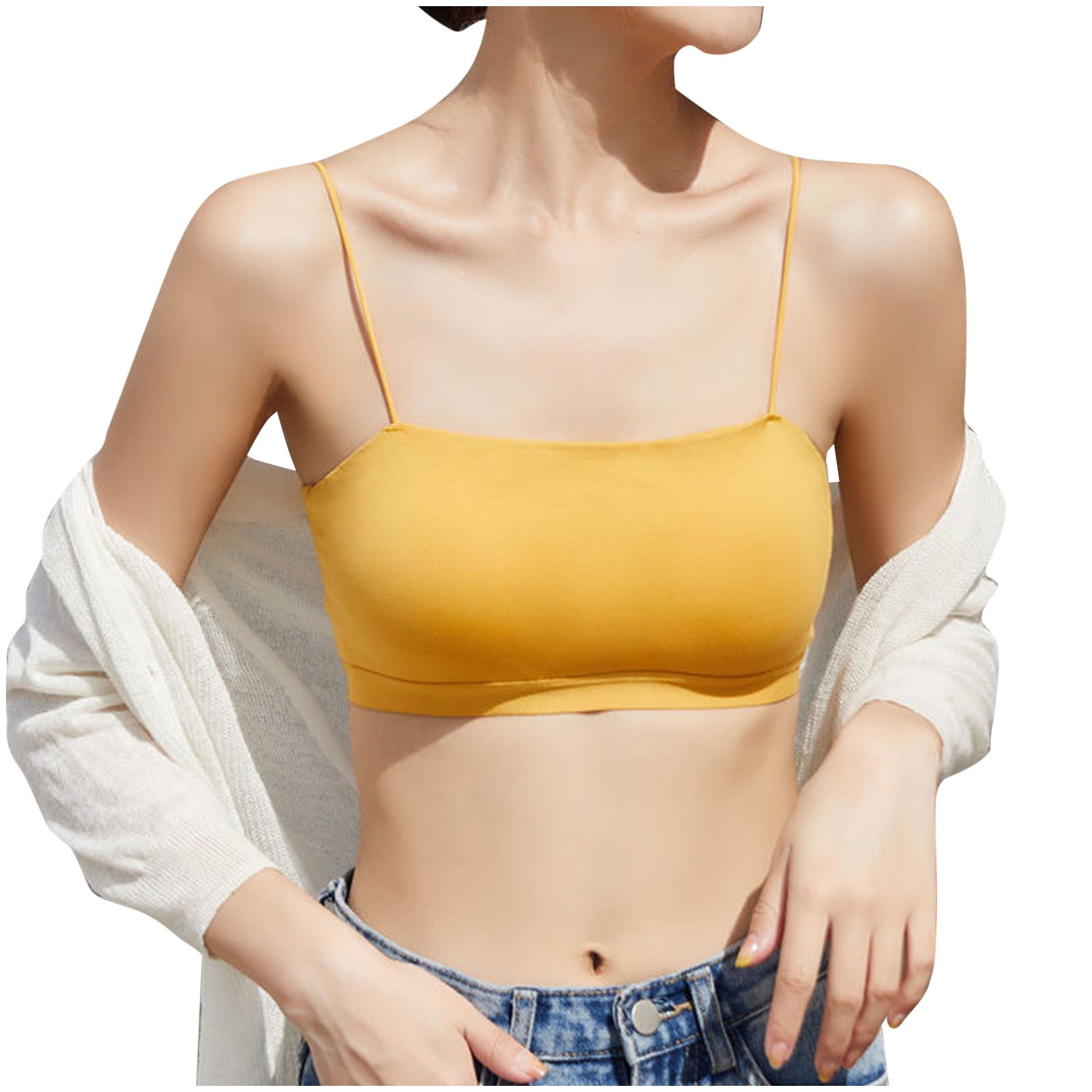 Cheap Ladies Lace Lined Lace Tube Top Bra Belted Sling Bra