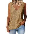 thumbnail image 1 of Diufon Sequin Tops for Women Glitter Fashion V Neck Sleeveless Party Tank Top Comfy Sparkly Going Out Shirts, 1 of 6