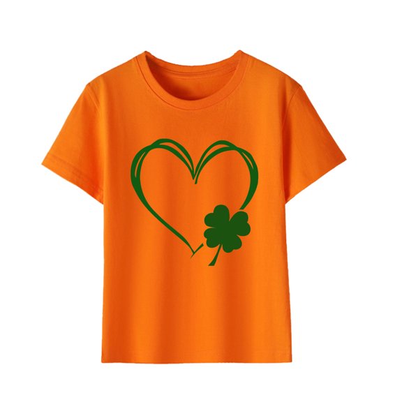 Diufon Shamrock Printed Shirts for Kids Casual Boys Girls St Patrick's Day Short Sleeve Crewneck Pullover Tops