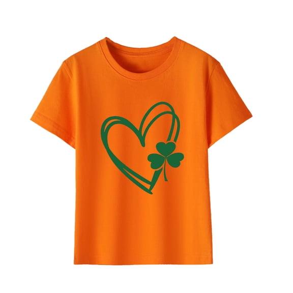 Diufon Shamrock Printed Shirts for Kids Casual Boys Girls St Patrick's Day Short Sleeve Crewneck Pullover Tops
