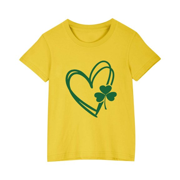 Diufon Shamrock Printed Shirts for Kids Casual Boys Girls St Patrick's Day Short Sleeve Crewneck Pullover Tops