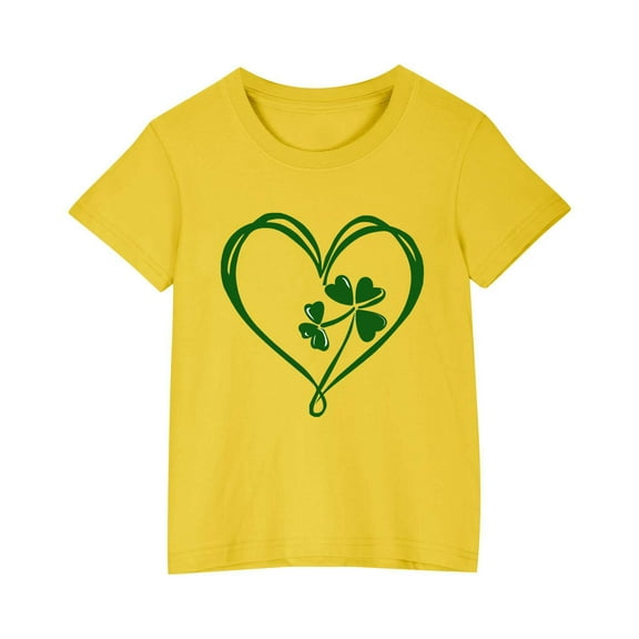 Diufon Shamrock Printed Shirts for Kids Casual Boys Girls St Patrick's Day Short Sleeve Crewneck Pullover Tops